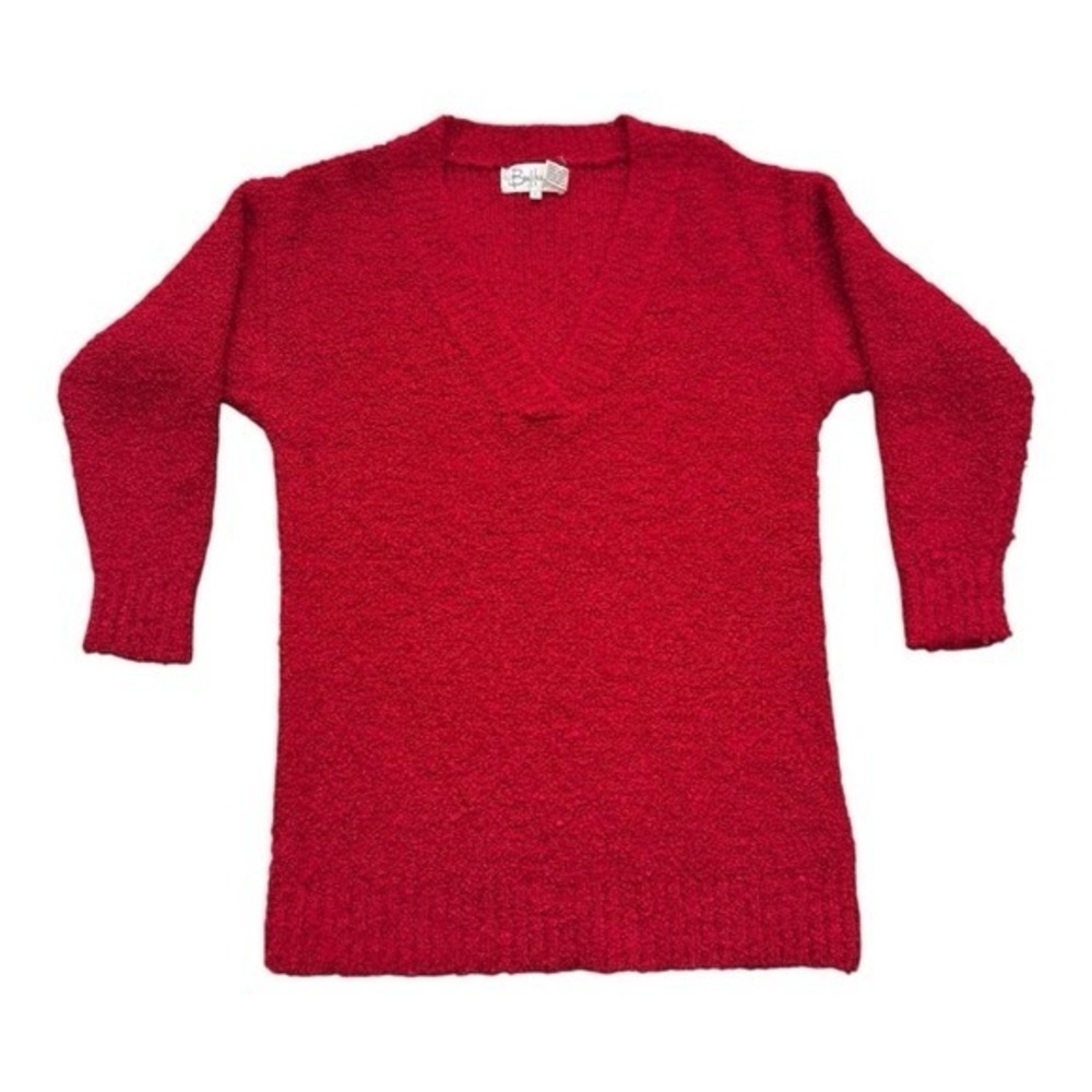 BUFFUMS Women's Vintage Red V-Neck Sweater (LARGE)